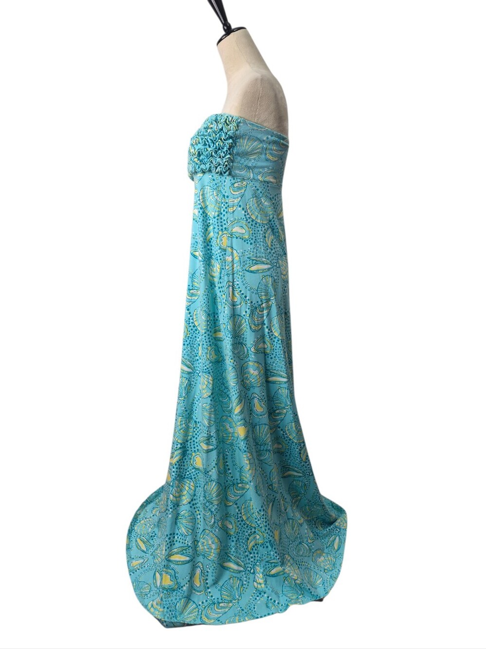 Lilly Pulitzer Strapless Ruffled Bodice Shell Print Maxi Dress M Coastal Resort - Picture 4 of 14